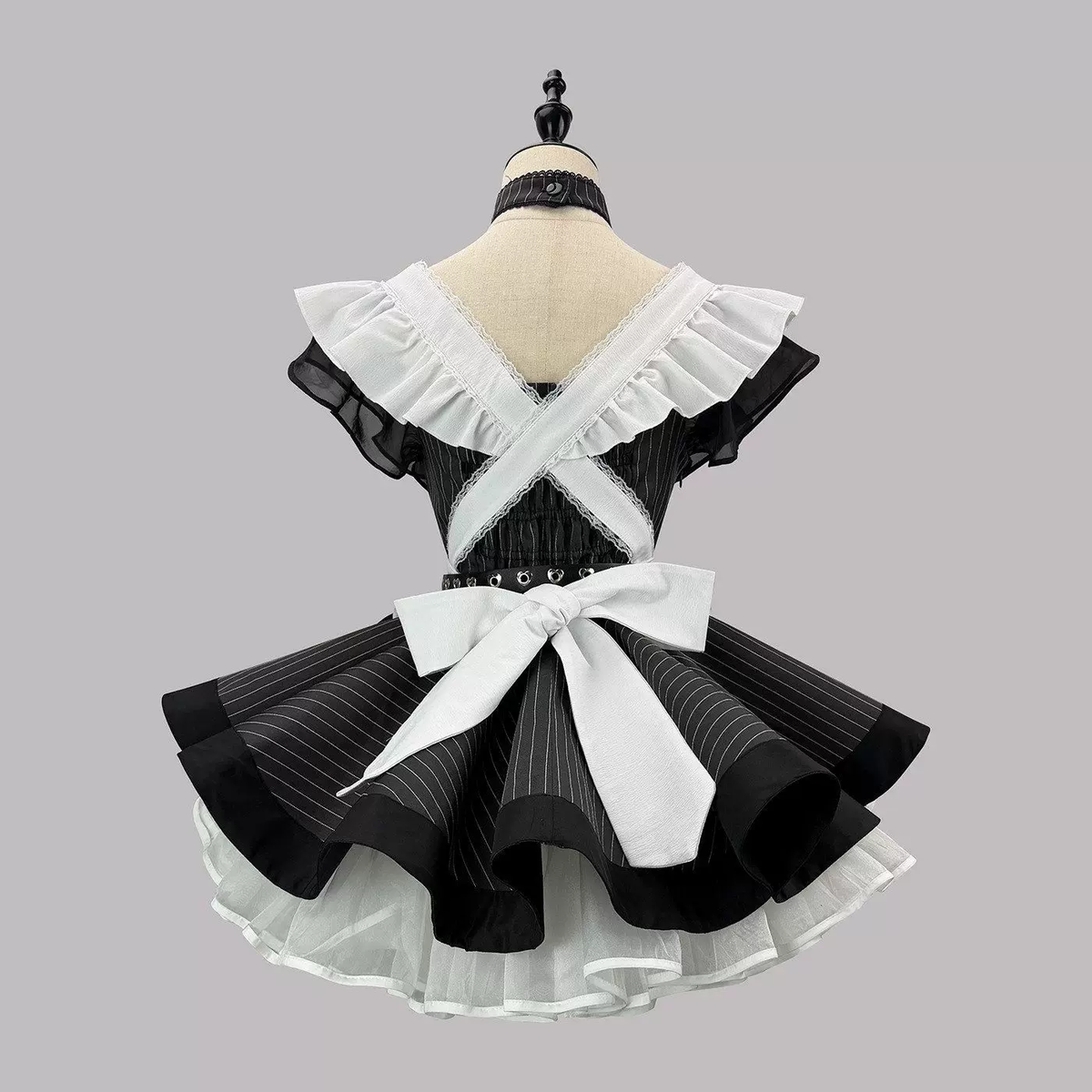 Sweet Maid Lolita Short Sleeve OP Dress Set with High-Waist Heart Buckle Belt and Fitted Waistband