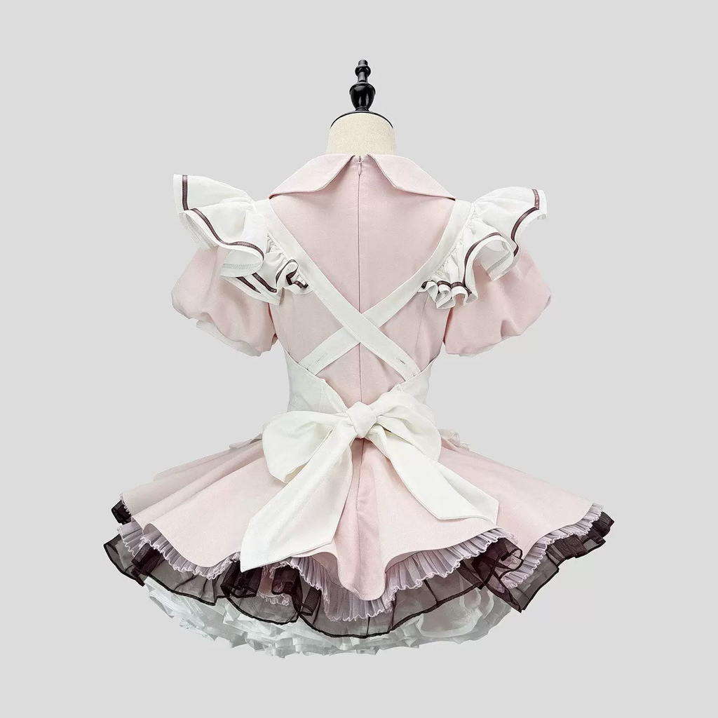 Cute Maid Lolita Dress with Heart Buttons and Bow Charm