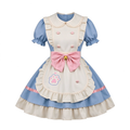 Blue and Beige Lace Cat Paw Maid Lolita Jumper Dress with Bow