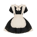 Sweet Maid Lolita Short Sleeve OP Dress Set with Eyelet Lace Apron and Collar Bow