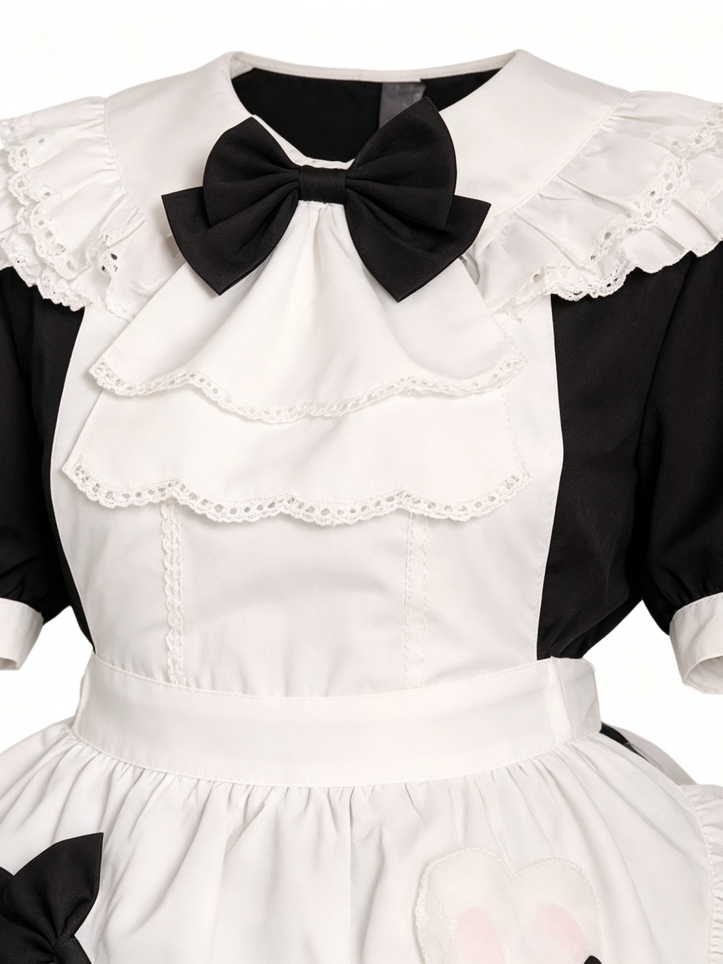 Lolita Style Ruffle Dress with Apron and Bow Accents