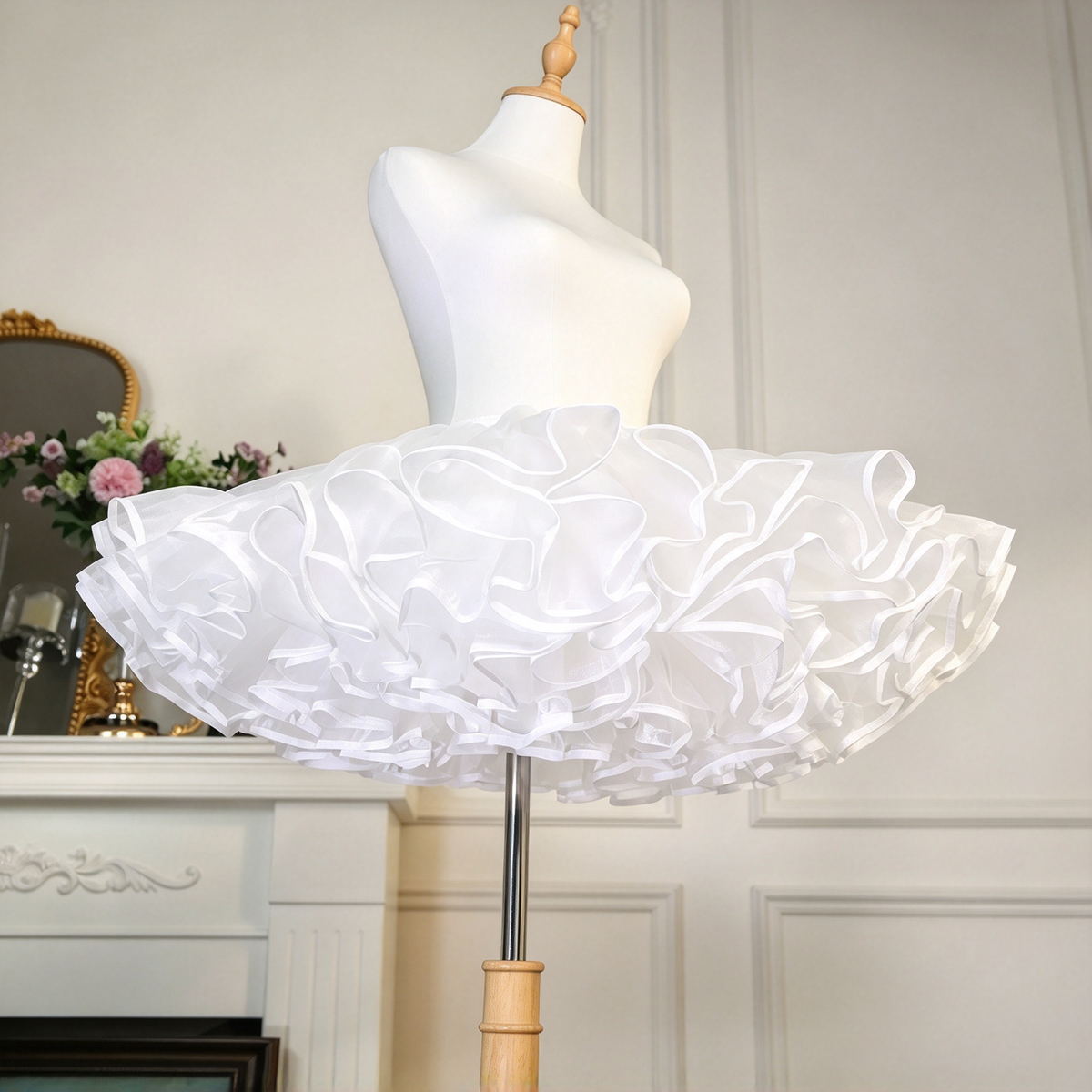 White Short Layered Organza Petticoat Underskirt for Lolita Dresses