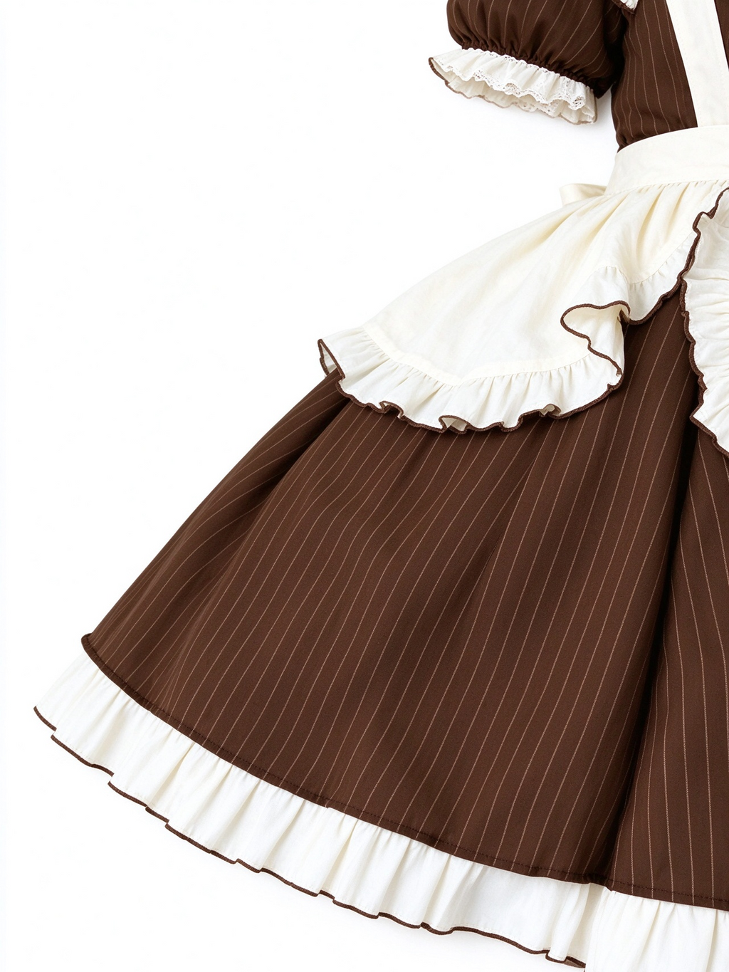 Brown Striped Lolita Dress with Apron and Bow