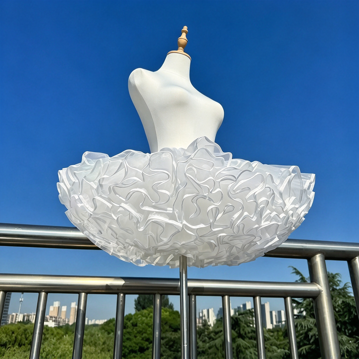 White Short Layered Organza Petticoat Underskirt for Lolita Dresses