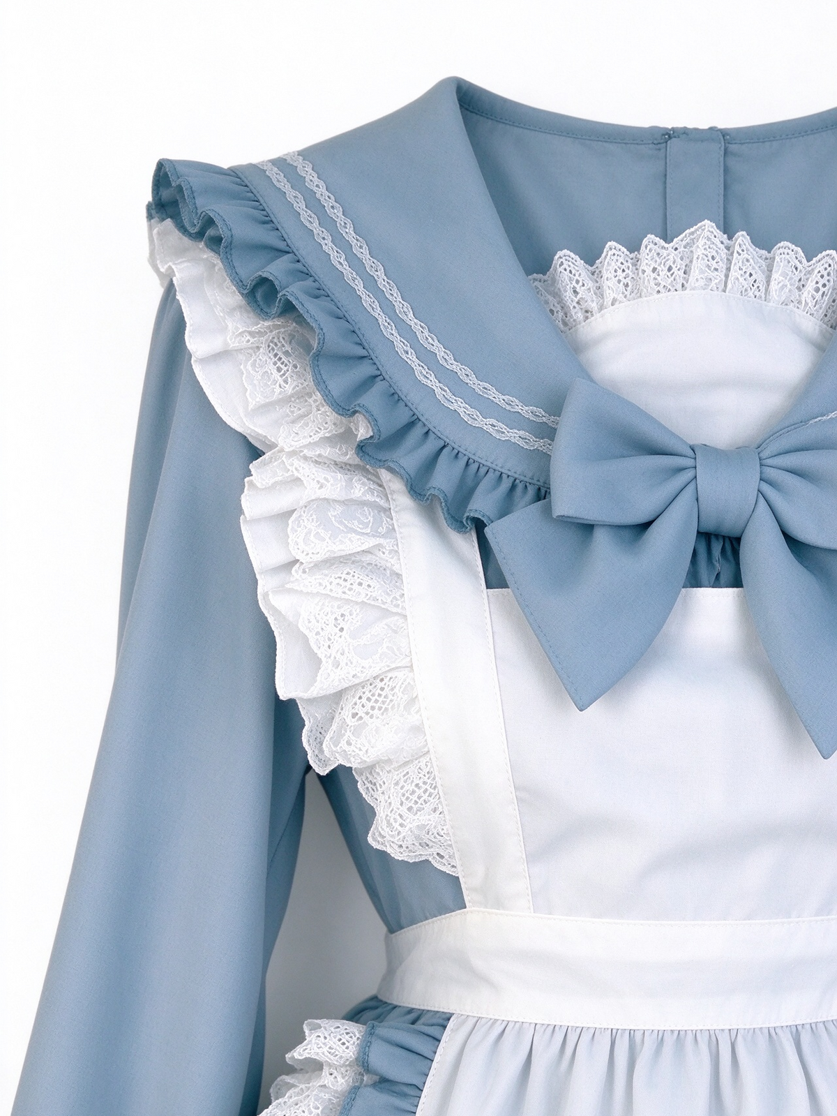 Blue Lolita Dress with Apron Ruffled Lace Outfit