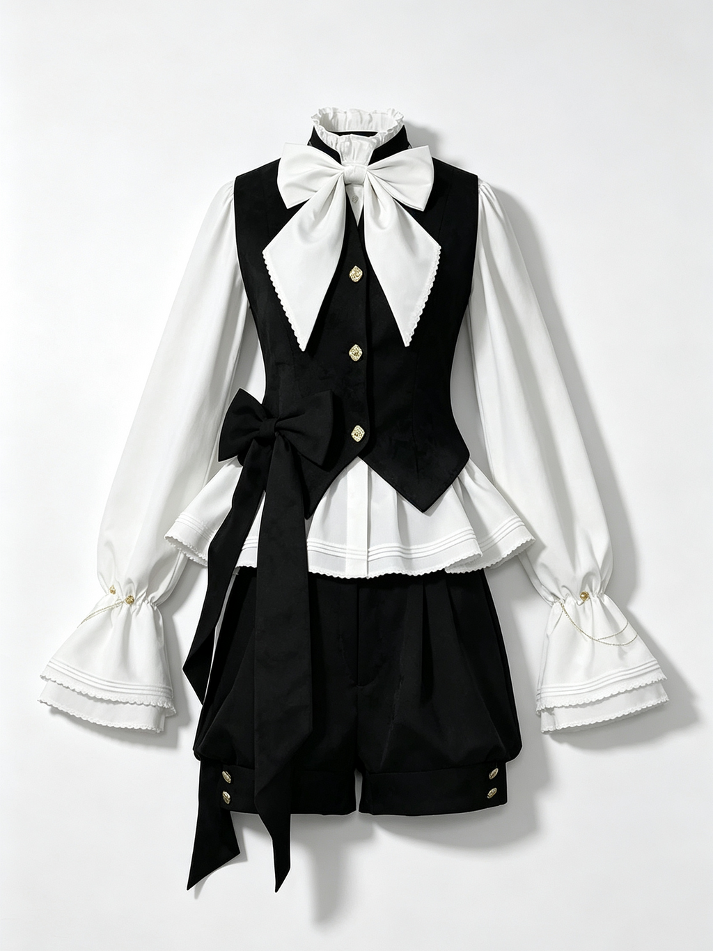 Prince Style Lolita Suit Black White Vest Outfit