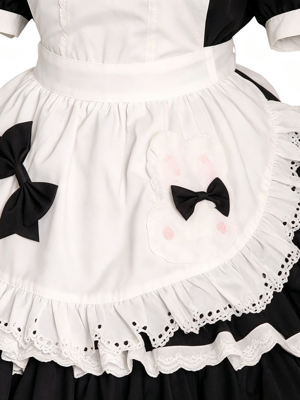 Lolita Style Ruffle Dress with Apron and Bow Accents