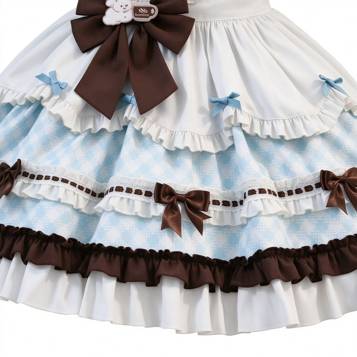Sweet Plaid and White Lace Maid Lolita Dress with Apron