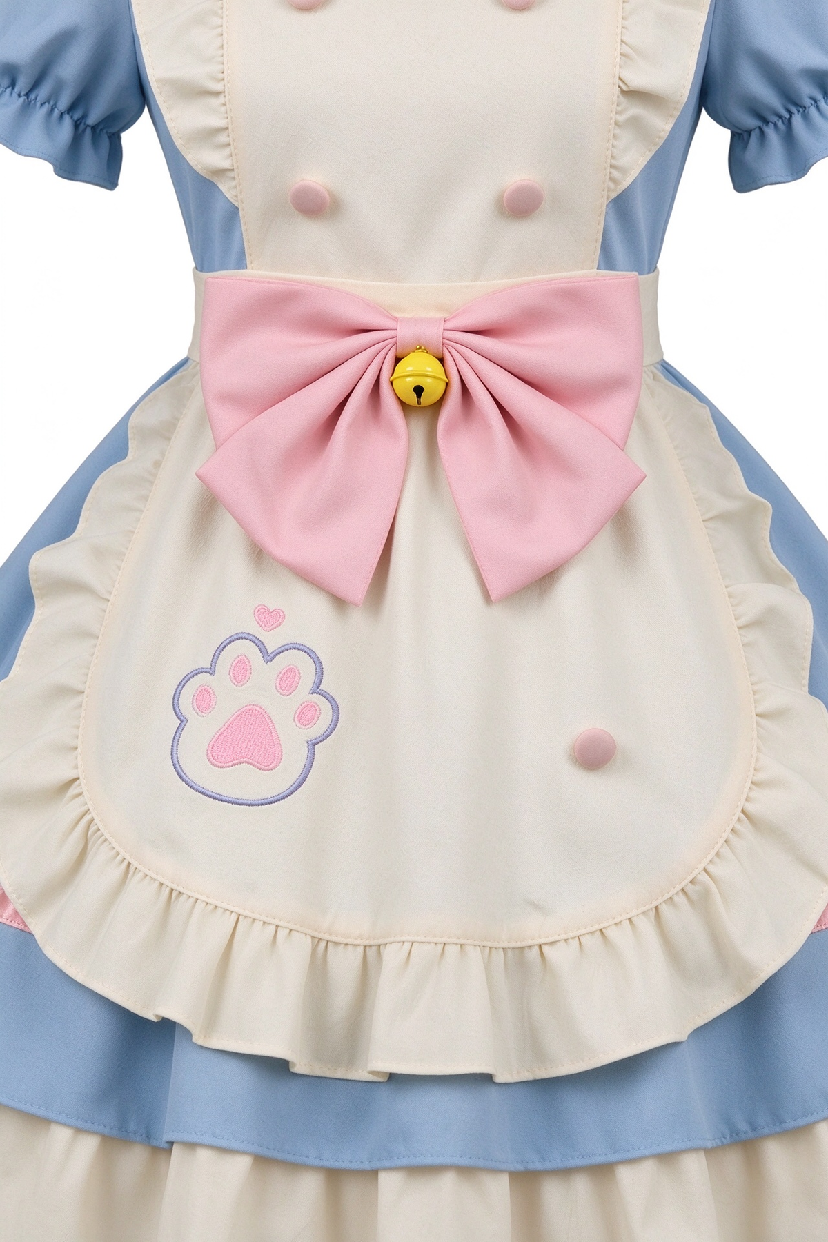 Blue and Beige Lace Cat Paw Maid Lolita Jumper Dress with Bow