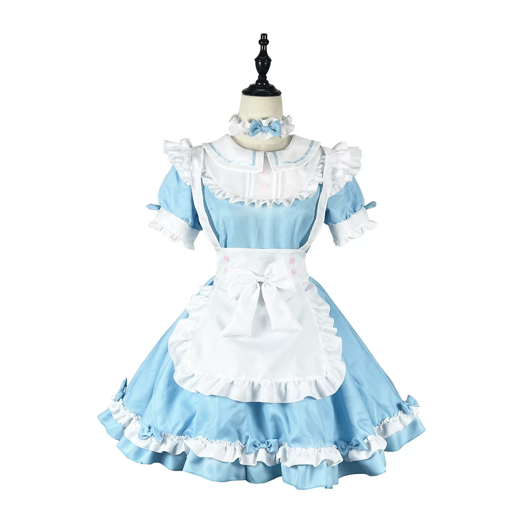 Sweet Maid Lolita Long Sleeve OP Dress Set with Bell Sleeves and Ruffled Apron Bow
