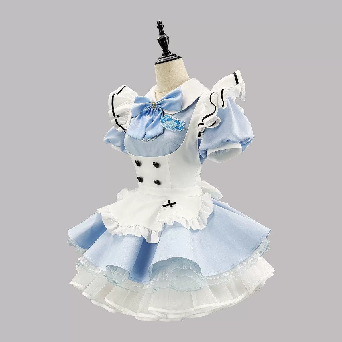 Cute Maid Lolita Dress with Heart Buttons and Bow Charm