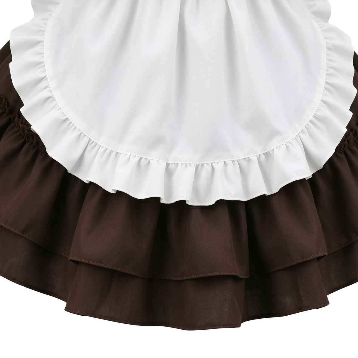 Sweet Maid Lolita Short Sleeve OP Dress Set with Tiered Ruffle Skirt and Apron Bow Accents