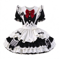 Black and White Cat Apron Ruffled Maid Lolita Dress with Bow Accent