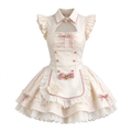 Sweet Maid Lolita Sleeveless Dress Set with Keyhole Collar and Bell Bow Apron