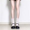 White Floral Patterned Sheer Lace Calf High Sweet Lolita Socks