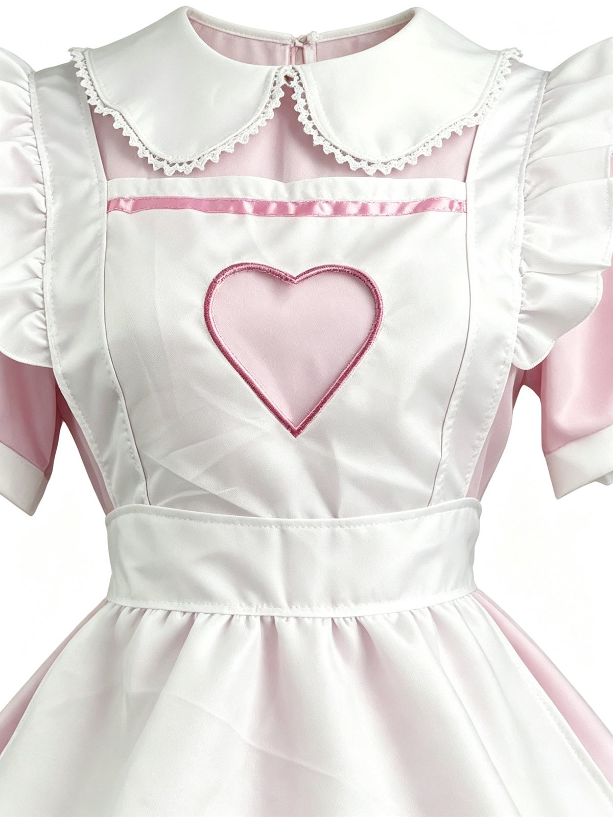 Pink White Sweet Heart Maid Dress Lolita Outfit Cosplay Costume