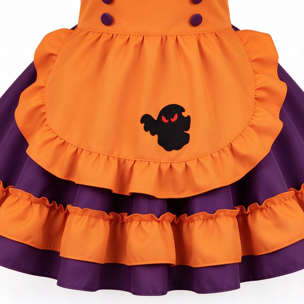 Purple Orange Lace Tiered Lolita Jumper Dress with Ghost