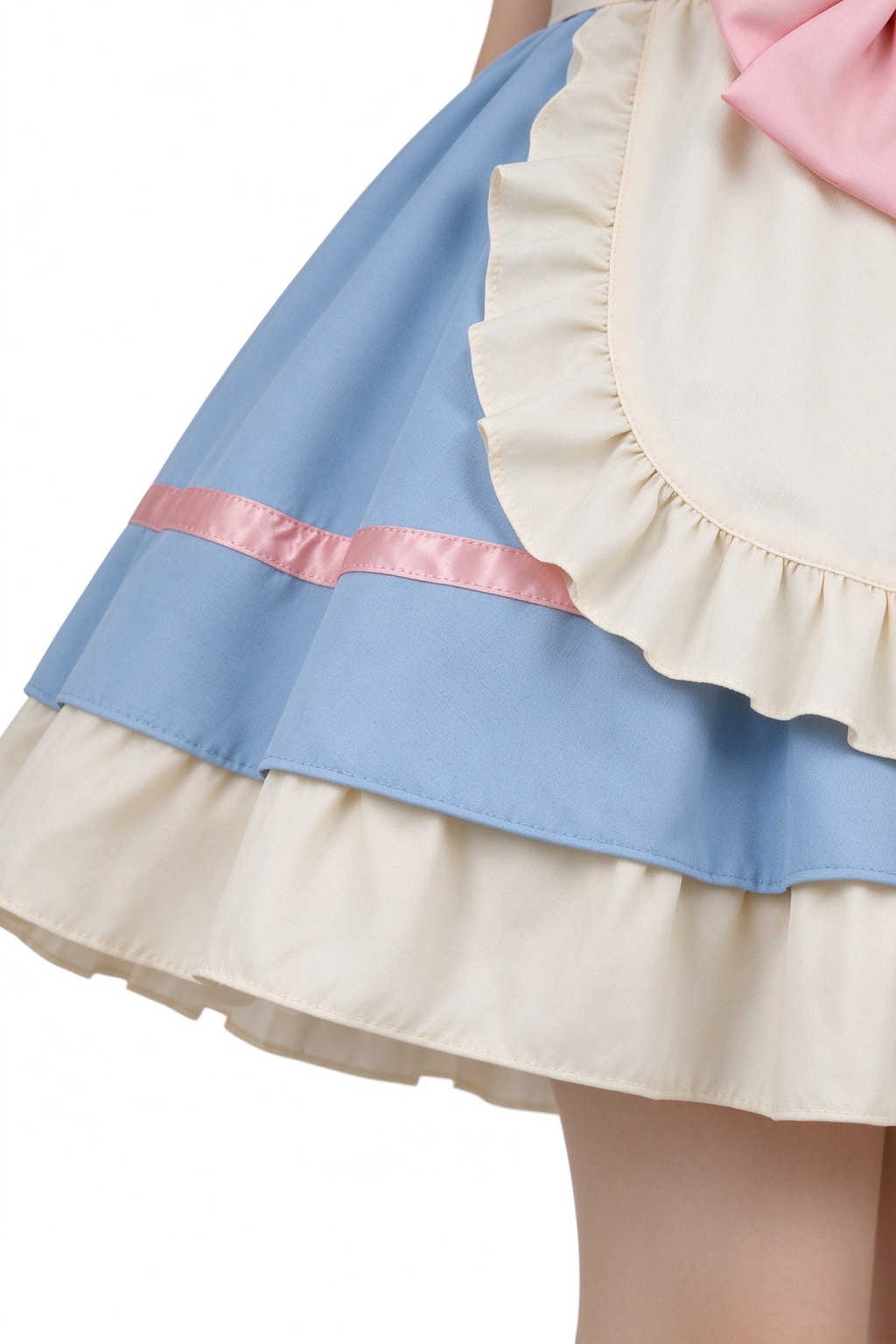 Blue and Beige Lace Cat Paw Maid Lolita Jumper Dress with Bow