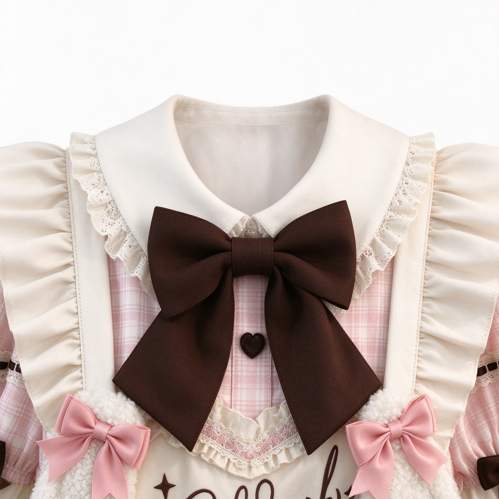 Sweet Plaid and White Lace Maid Lolita Dress with Apron
