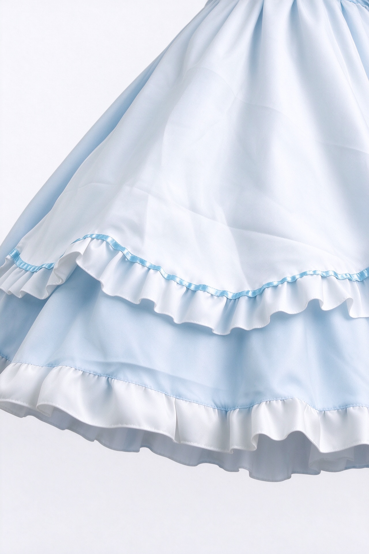 Blue and White Lace Maid Lolita Jumper Dress with Heart Apron