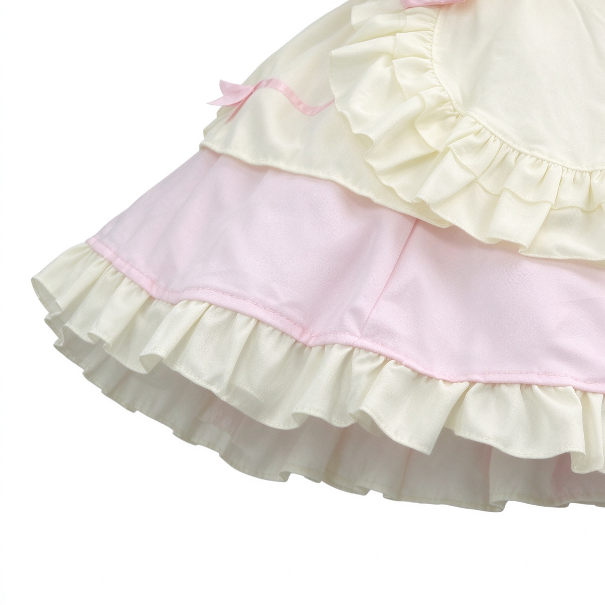 Pink and White Lace Sweet Maid Lolita Dress Set with Heart Bows