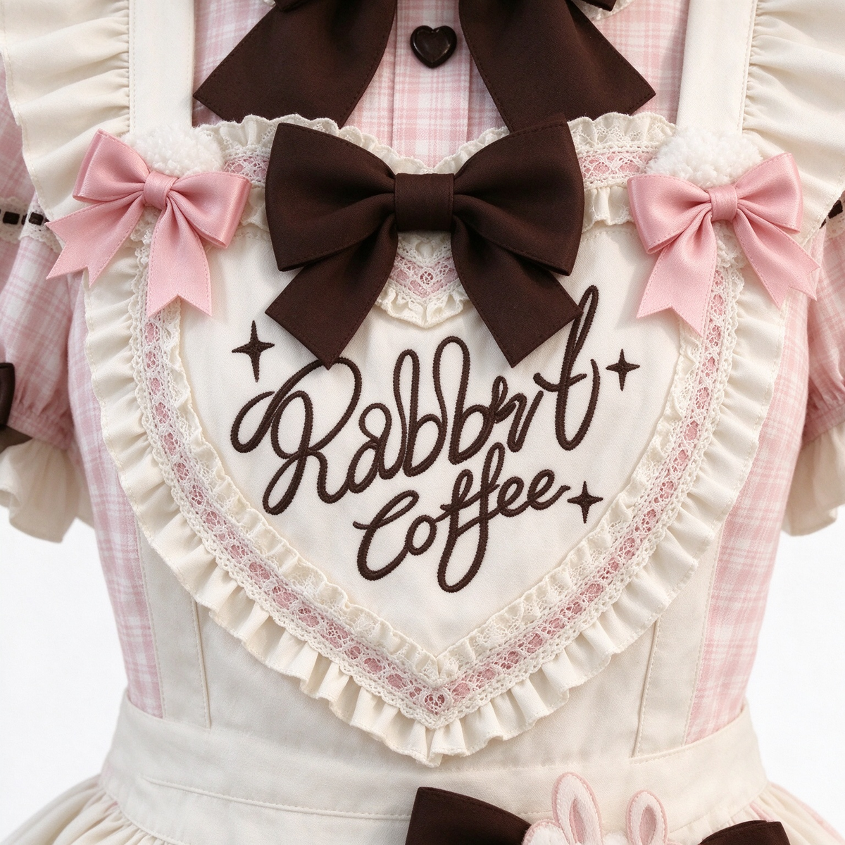 Sweet Plaid and White Lace Maid Lolita Dress with Apron