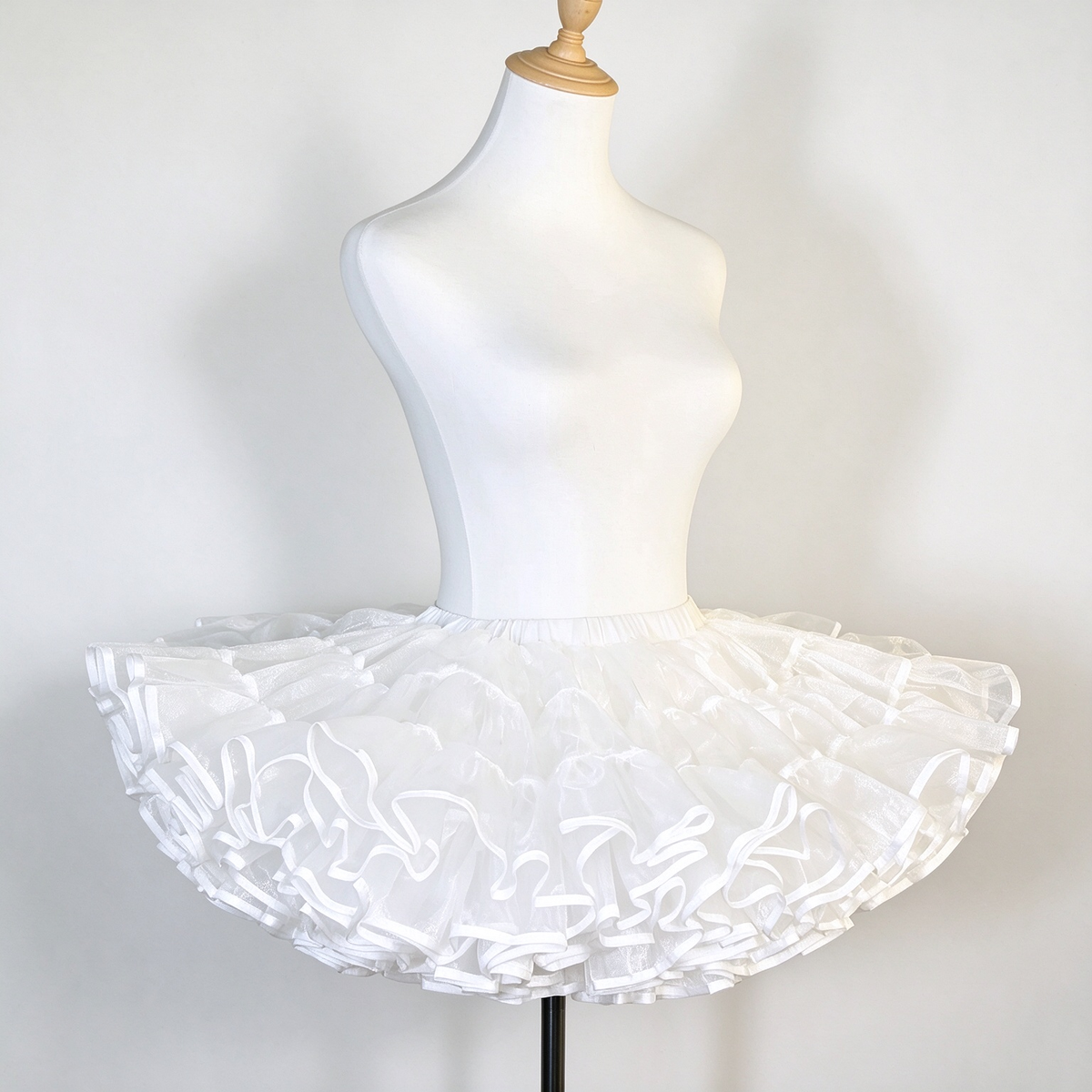 White Short Layered Organza Petticoat Underskirt for Lolita Dresses