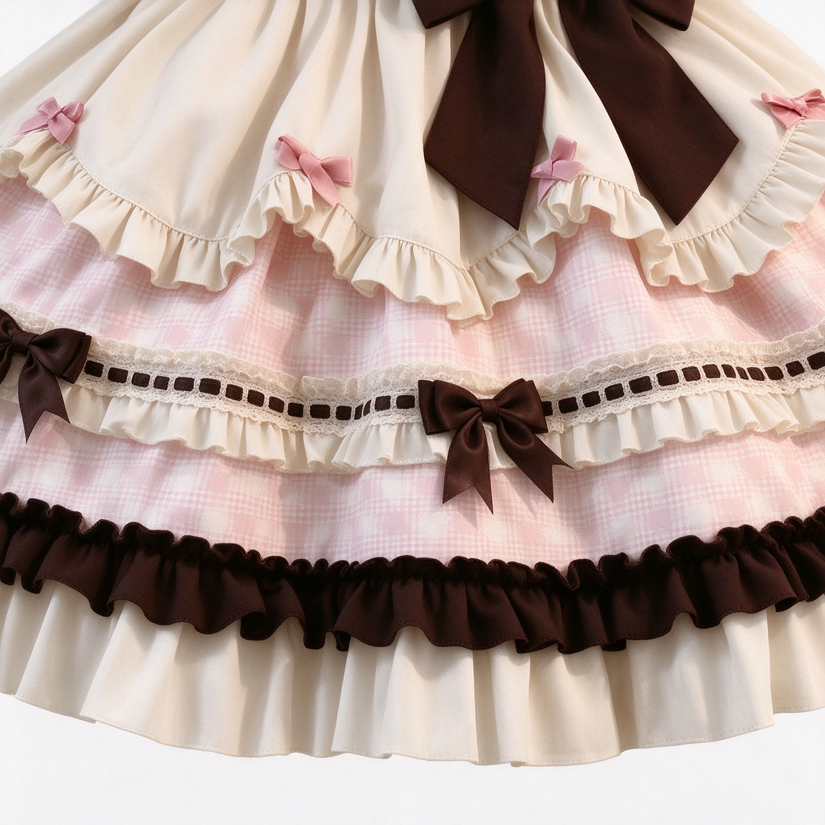 Sweet Plaid and White Lace Maid Lolita Dress with Apron