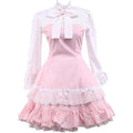 Sweet Long Sleeve High Collar Cotton Lolita Dress with Bows