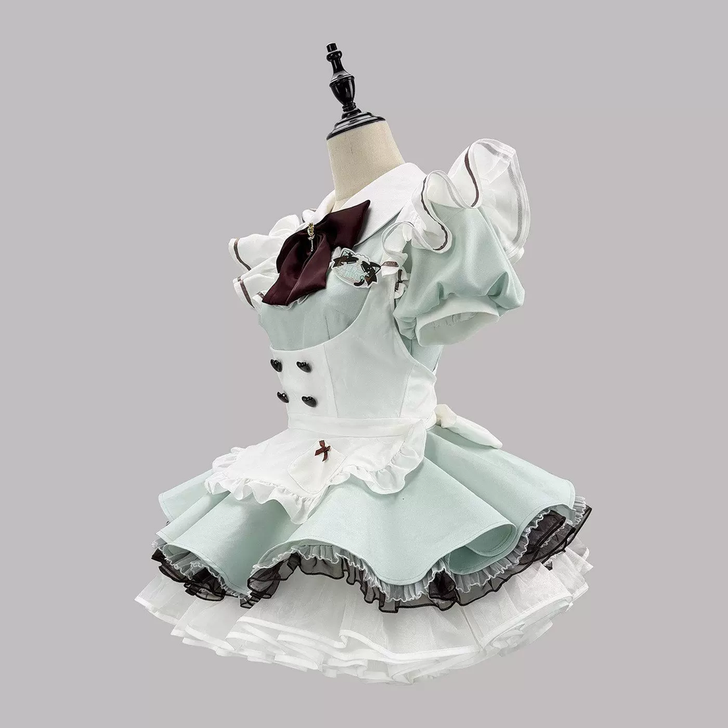 Cute Maid Lolita Dress with Heart Buttons and Bow Charm