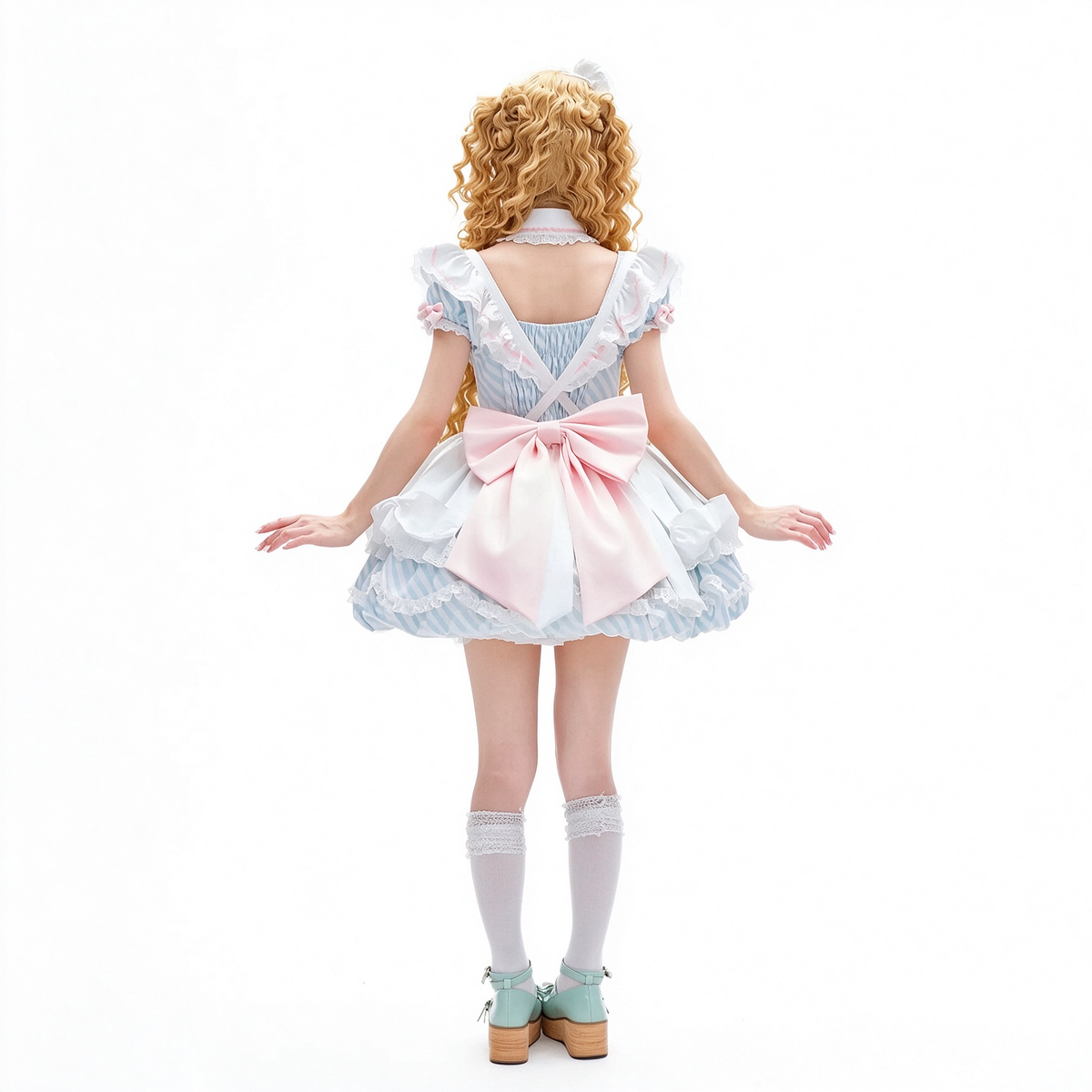 Cooking Dessert Lolita Dress with Striped Pattern and Melting Cream Embroidery Yoke