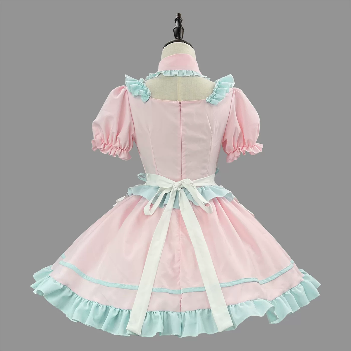 Sweet Maid Lolita Short Sleeve OP Dress Set with Keyhole Turn-Down Collar and Heart Patch Waist Accent