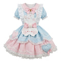 Sweet Maid Lolita Short Sleeve OP Dress Set with Cat Shaped Apron and Heart Pockets