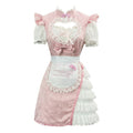 Sweet Maid Lolita Short Sleeve OP Dress Set with Heart Cutout Yoke and Side Ruffle Overlay