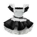Sweet Maid Lolita Short Sleeve OP Dress Set with High-Waist Heart Buckle Belt and Fitted Waistband
