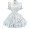 Sweet Maid Lolita Short Sleeve OP Dress Set with Stand Collar Bow Accent and Lace Trim Apron