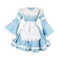 Sweet Maid Lolita Long Sleeve OP Dress Set with Bell Sleeves and Ruffled Apron Bow