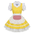 Sweet Maid Lolita Short Sleeve OP Dress Set with Pearl Button Vest and Gingham Pocket Apron