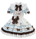Sweet Plaid and White Lace Maid Lolita Dress with Apron