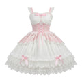 Sweet Lolita JSK Dress with Lace Overlay Peplum and Ribbon Lace-Up Bodice