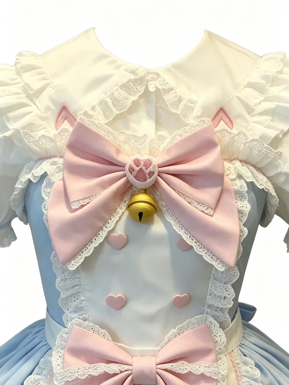 Light Blue Pink Ruffled Lolita Dress with Bows and Bell Decor