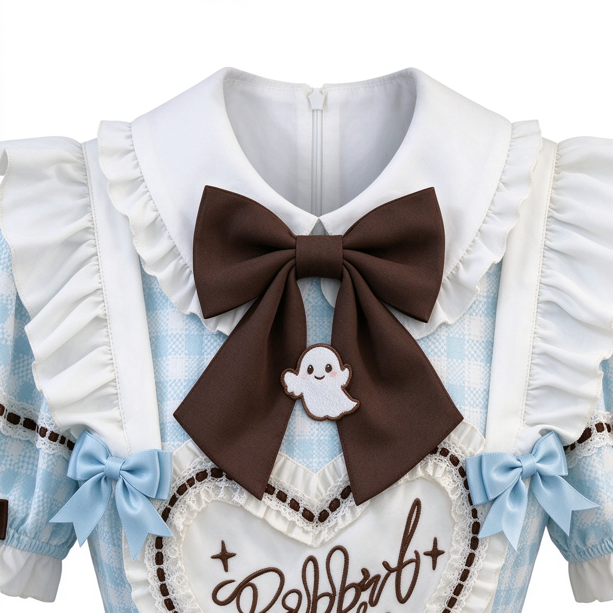 Sweet Plaid and White Lace Maid Lolita Dress with Apron