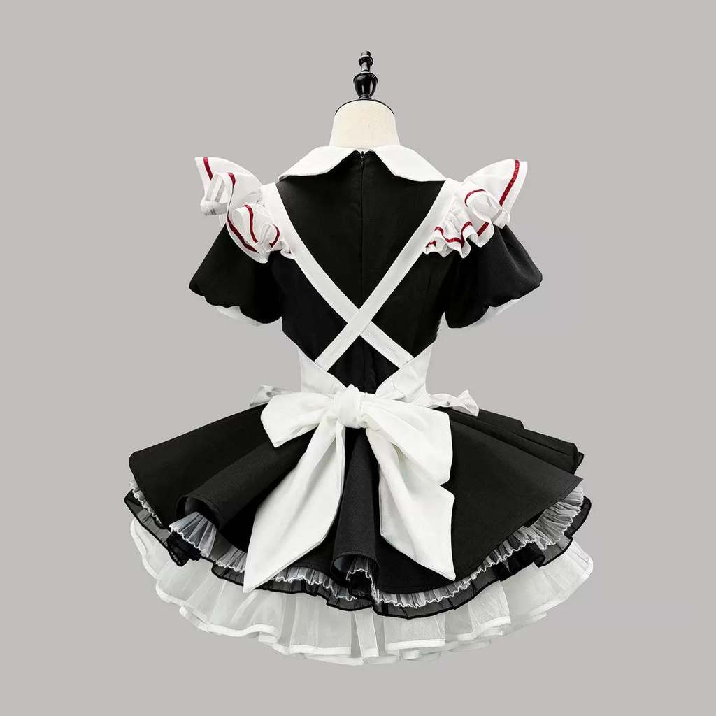 Cute Maid Lolita Dress with Heart Buttons and Bow Charm