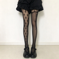 Black and White Argyle Floral Patterned Sheer High-Thigh Lolita Stockings